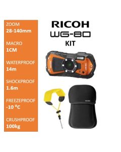 Ricoh WG-80 Compact Camera Kit Oranje + Tas en Drijfriem