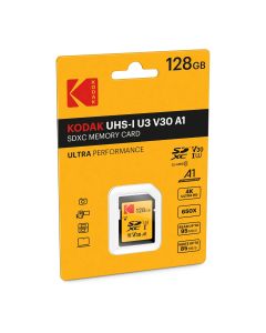Kodak 128GB SD UHS-I U3 V30 100Mb/s Geheugenkaart