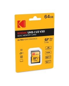 Kodak 64GB SD UHS-I U3 V30 100Mb/s Geheugenkaart