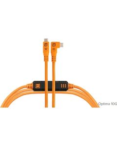 Tether Tools TetherPro Optima 10G USB-C to USB-C 4.6m Straight To Right Orange