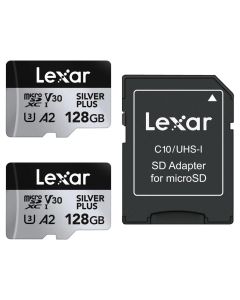 Lexar 128GB Micro SD Silver Plus 205 Mb/s UHS-I V30 - 2 Stuks