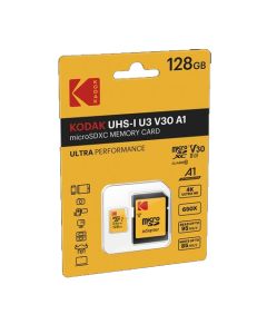 Kodak 128GB Micro SD UHS-I U3 V30 A1 95Mb/s Geheugenkaart + Adapter