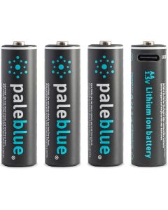 Pale Blue Li-ion Rechargeable 4x AA Battery USB-C 1700mAh + 4-in-1 USB Laadkabel