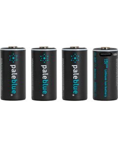 Pale Blue 4x CR123 Rechargeable Battery USB-C 860mAh + 4-in-1 USB Laadkabel