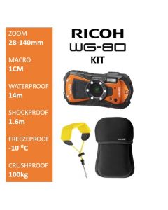 Ricoh WG-80 Compact Camera Kit Oranje + Tas en Drijfriem
