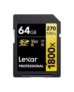 Lexar SDXC Pro 64GB 1800x / 270 Mb/s UHS-II V60 Gold