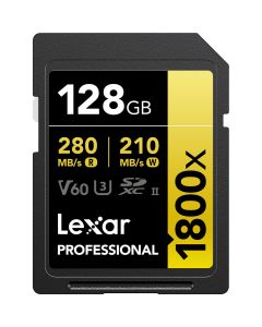 Lexar SDXC Pro 128GB 1800x / 280 Mb/s UHS-II V60 Gold