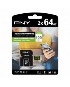 PNY Micro SDXC 64GB 100Mb/s UHS1 Class 10 + SD Adapter 2-Pak
