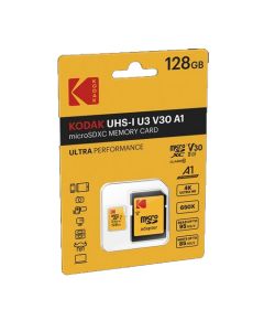 Kodak 128GB Micro SD UHS-I U3 V30 A1 95Mb/s Geheugenkaart + Adapter